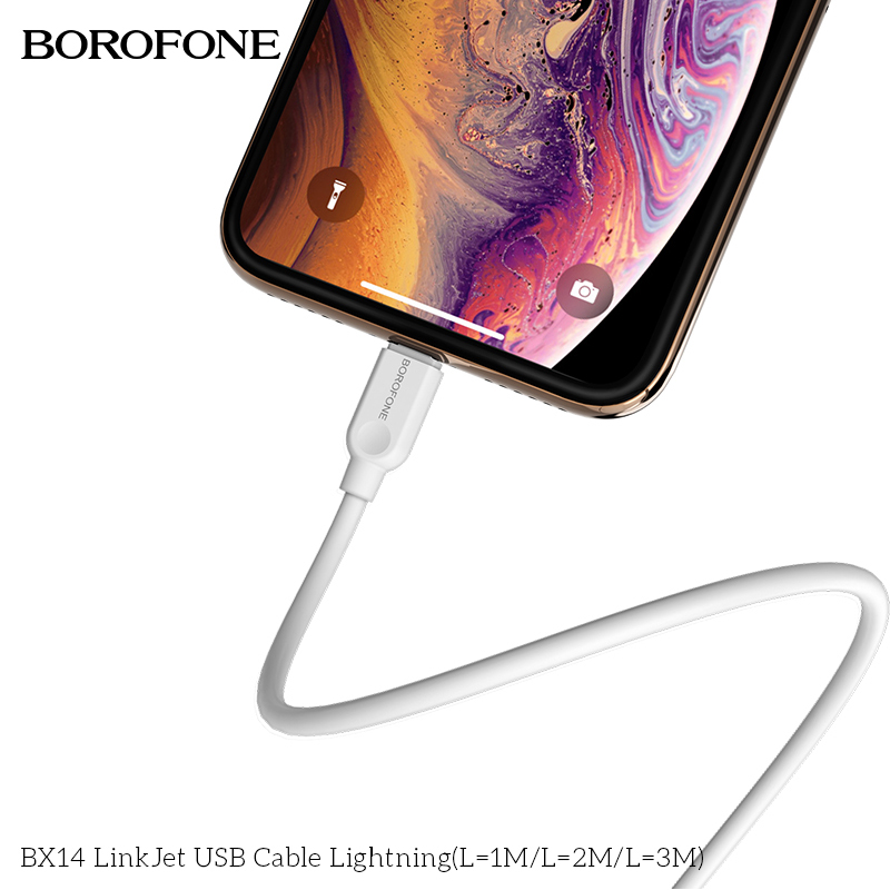 BOROFONE BX14 LinkJet USB-A to Lightning cable 2m NZ 7